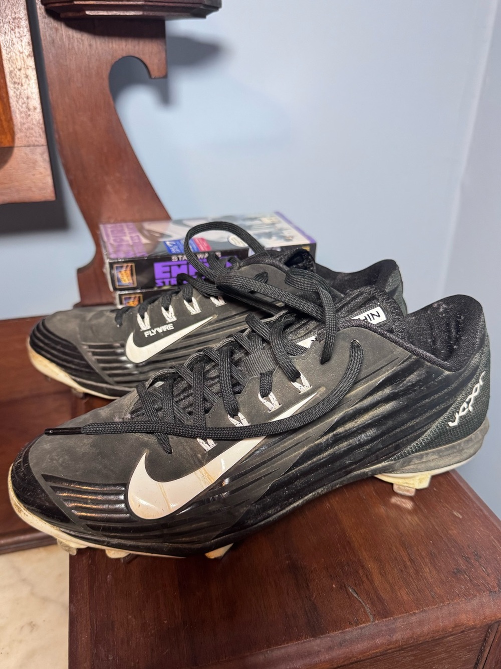 Nike Vapor Baseball Cleats Black White Metal Spikes Men’s Size 8.5 Flywire